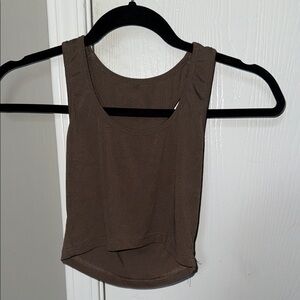 SHEIN Brown Asymmetrical Crop Tank Top